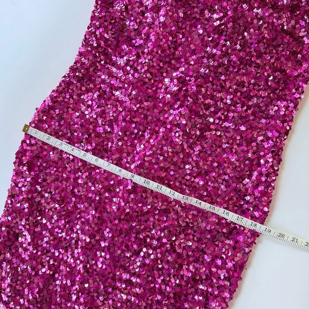 Vintage 1980s Night Line Silk Barbie Pink Sequin Sleeveless Dress Size 10 M - Picture 15 of 16